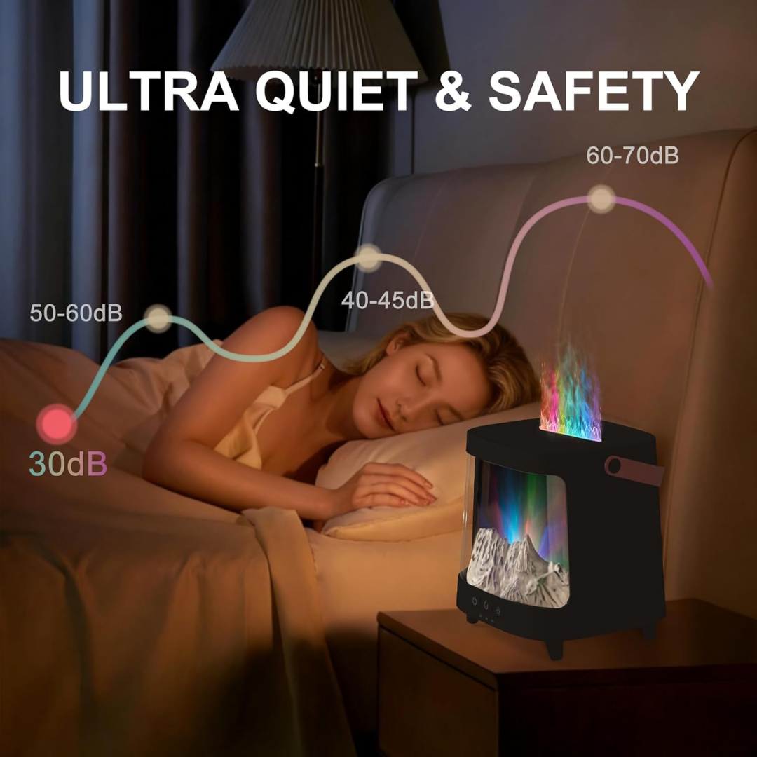 BorealMist™ Humidifier – Northern Lights LED & Mountain Scenery