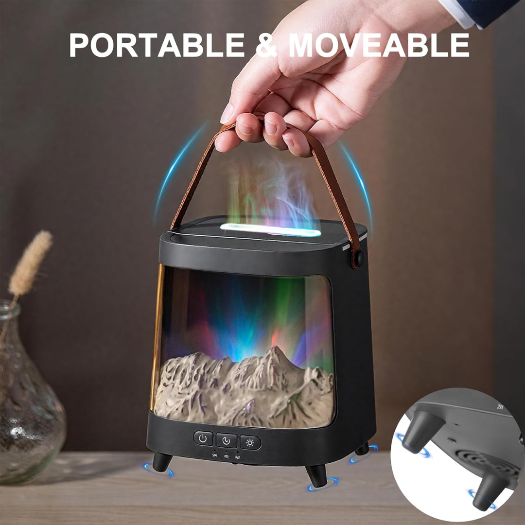 BorealMist™ Humidifier – Northern Lights LED & Mountain Scenery