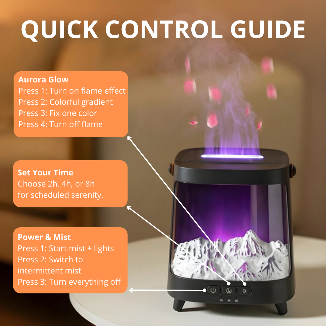 BorealMist™ Humidifier – Northern Lights LED & Mountain Scenery